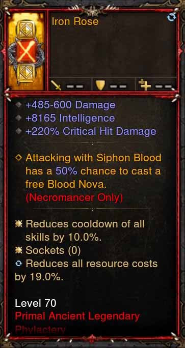 [Primal Ancient] Iron Rose Necromancer Phylactery-Diablo 3 Mods - Playstation 4, Xbox One, Nintendo Switch