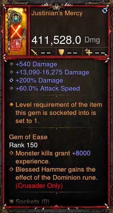 [Primal Ancient] 411k DPS Justinians Mercy - Diablo 3 Mods Store - Seasonal and non-seasonal - Modded Items and Gear for PlayStation 4, PlayStation 5, Nintendo Switch, and Xbox One