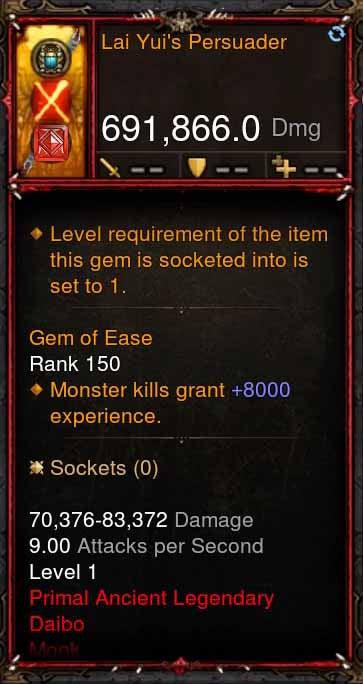 [Primal Ancient] 691k DPS Lai Yui's Persuader Diablo 3 Mods ROS Seasonal and Non Seasonal Save Mod - Modded Items and Gear - Hacks - Cheats - Trainers for Playstation 4 - Playstation 5 - Nintendo Switch - Xbox One