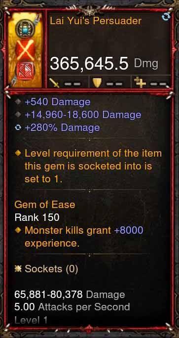 [Primal Ancient] 365k Actual DPS Lai Yui's Persuader - Diablo 3 Mods Store - Seasonal and non-seasonal - Modded Items and Gear for PlayStation 4, PlayStation 5, Nintendo Switch, and Xbox One