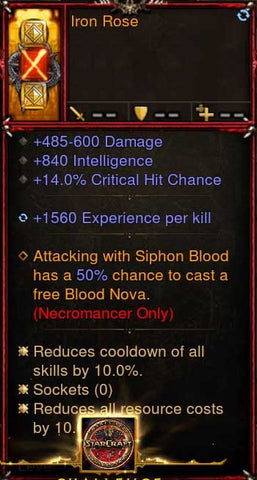 [Primal Ancient] Level 1 Iron Rose Necromancer Phylactery-Diablo 3 Mods - Playstation 4, Xbox One, Nintendo Switch