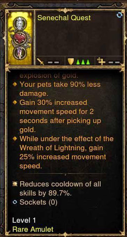 Level 1 High Cooldown Reduction Amulet-Diablo 3 Mods - Playstation 4, Xbox One, Nintendo Switch