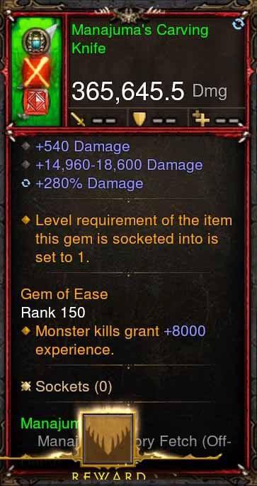 [Primal Ancient] 365k Actual DPS Manajumas Carving Knife - Diablo 3 Mods Store - Seasonal and non-seasonal - Modded Items and Gear for PlayStation 4, PlayStation 5, Nintendo Switch, and Xbox One