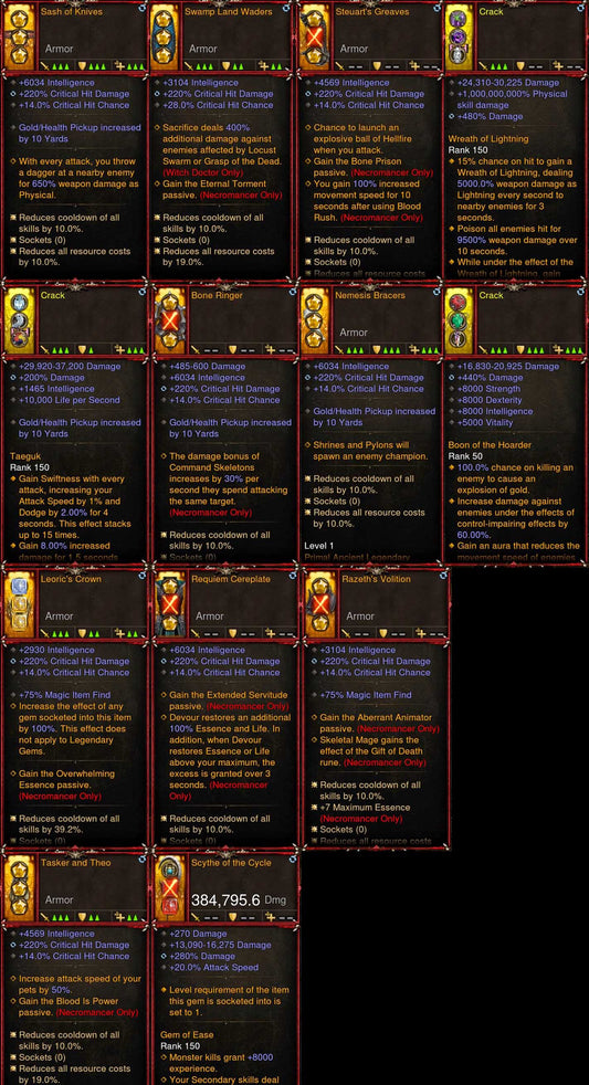 [Primal Ancient] 1-70 Legacy of Dreams Legendary Necromancer Set Diablo 3 Mods ROS Seasonal and Non Seasonal Save Mod - Modded Items and Gear - Hacks - Cheats - Trainers for Playstation 4 - Playstation 5 - Nintendo Switch - Xbox One