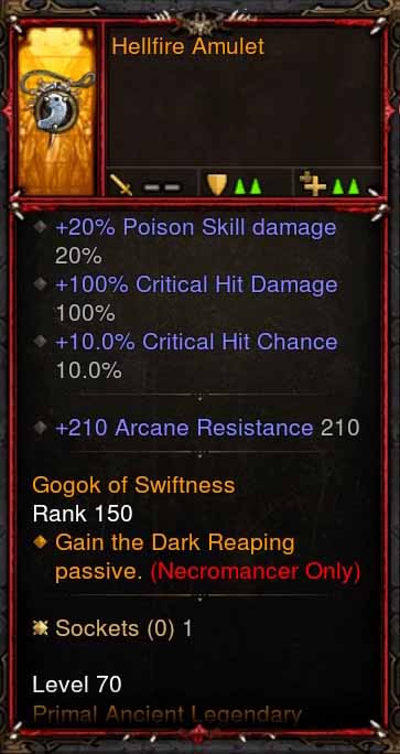 [Primal Ancient] Fake Legit Hellfire Amulet Necromancer Dark Reaping Passive Diablo 3 Mods ROS Seasonal and Non Seasonal Save Mod - Modded Items and Gear - Hacks - Cheats - Trainers for Playstation 4 - Playstation 5 - Nintendo Switch - Xbox One