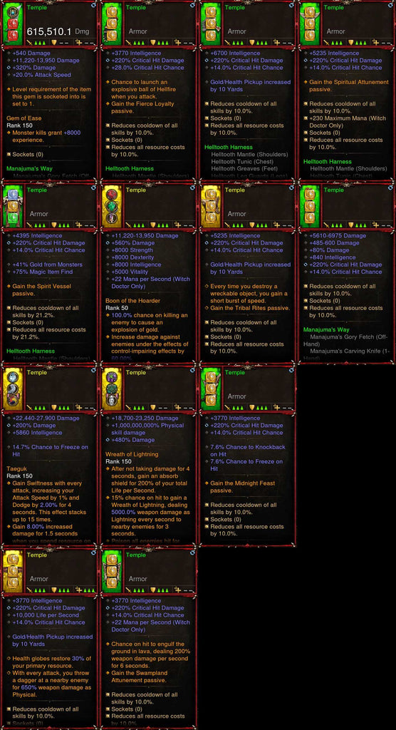 [Primal Ancient] 1-70 Helltooth Witch Doctor Set Temple for gRift 150-Diablo 3 Mods - Playstation 4, Xbox One, Nintendo Switch