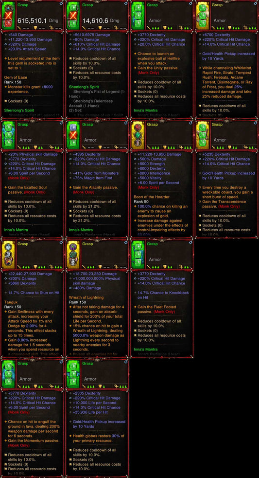 [Primal Ancient] 1-70 Inna's Monk Set Grasp for gRift 150 Diablo 3 Mods ROS Seasonal and Non Seasonal Save Mod - Modded Items and Gear - Hacks - Cheats - Trainers for Playstation 4 - Playstation 5 - Nintendo Switch - Xbox One