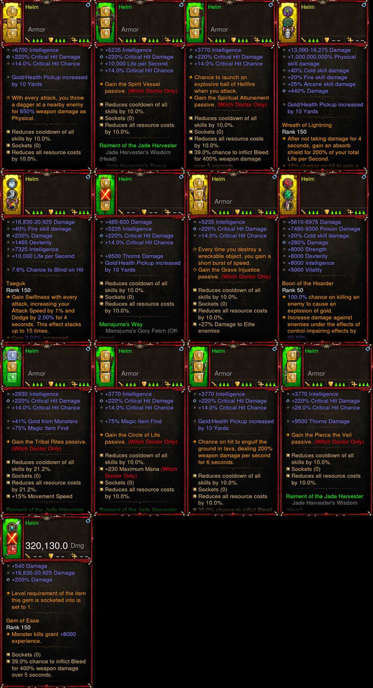 [Primal Ancient] 1-70 Jade Witch Doctor Set for gRift 150 Helm Diablo 3 Mods ROS Seasonal and Non Seasonal Save Mod - Modded Items and Gear - Hacks - Cheats - Trainers for Playstation 4 - Playstation 5 - Nintendo Switch - Xbox One