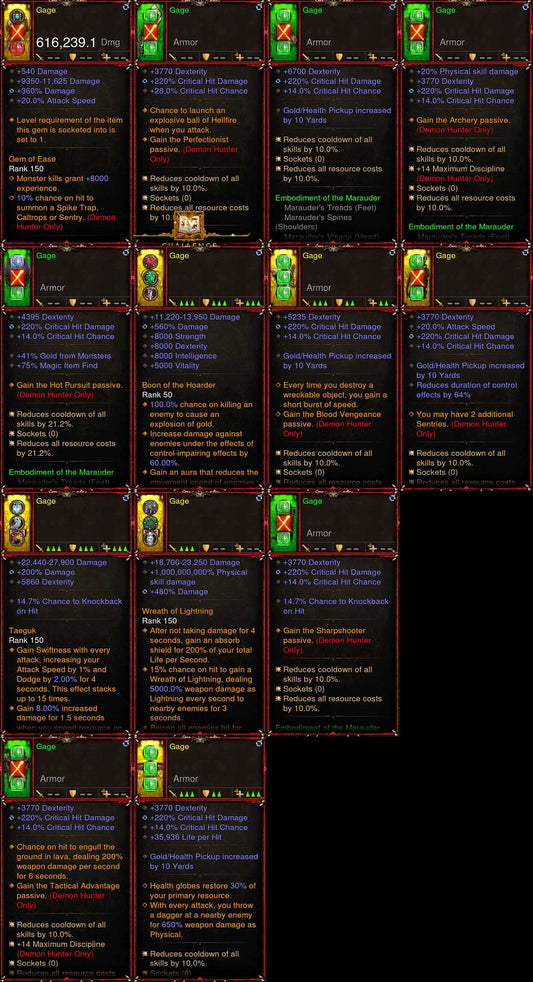 [Primal Ancient] 1-70 Marauder Demon Hunter Set Gage for gRift 150 Diablo 3 Mods ROS Seasonal and Non Seasonal Save Mod - Modded Items and Gear - Hacks - Cheats - Trainers for Playstation 4 - Playstation 5 - Nintendo Switch - Xbox One