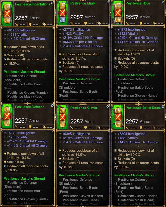 6x Piece Pestilence Necromancer Set Diablo 3 Mods ROS Seasonal and Non Seasonal Save Mod - Modded Items and Gear - Hacks - Cheats - Trainers for Playstation 4 - Playstation 5 - Nintendo Switch - Xbox One