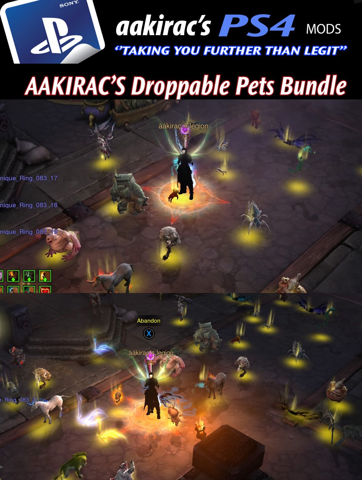 25x Random Picked Droppable Pets Diablo 3 Mods ROS Seasonal and Non Seasonal Save Mod - Modded Items and Gear - Hacks - Cheats - Trainers for Playstation 4 - Playstation 5 - Nintendo Switch - Xbox One