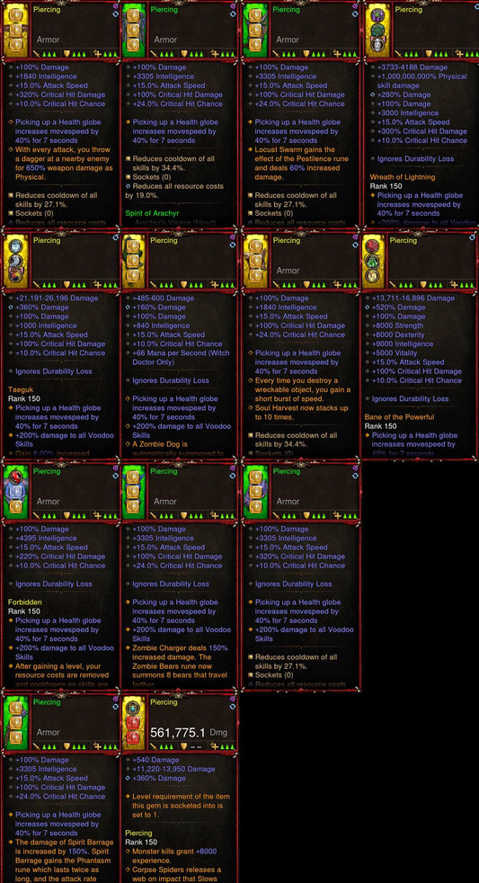 [Primal-Ethereal Infused Stats] [Quad] Diablo 3 IMv5 Arachyr Witch Doctor Set Piercing W3 Diablo 3 Mods ROS Seasonal and Non Seasonal Save Mod - Modded Items and Gear - Hacks - Cheats - Trainers for Playstation 4 - Playstation 5 - Nintendo Switch - Xbox One