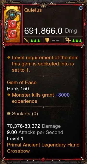 [Primal Ancient] 691k DPS Quietus - Diablo 3 Mods Store - Seasonal and non-seasonal - Modded Items and Gear for PlayStation 4, PlayStation 5, Nintendo Switch, and Xbox One