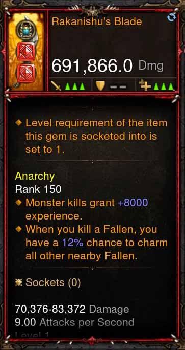 [Primal Ancient] 691k DPS Rakanishus Blade - Diablo 3 Mods Store - Seasonal and non-seasonal - Modded Items and Gear for PlayStation 4, PlayStation 5, Nintendo Switch, and Xbox One