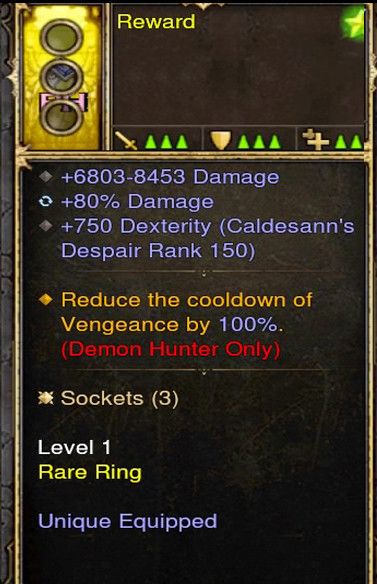 Reduce Cooldown of Vengeance by 100% Demon Hunter Modded Ring (Unsocketed) Reward Diablo 3 Mods ROS Seasonal and Non Seasonal Save Mod - Modded Items and Gear - Hacks - Cheats - Trainers for Playstation 4 - Playstation 5 - Nintendo Switch - Xbox One