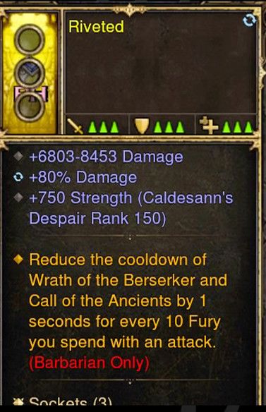Reduce Cooldown of Wrath of the Berserker Barbarian Modded Ring (Unsocketed) Riveted-Diablo 3 Mods - Playstation 4, Xbox One, Nintendo Switch