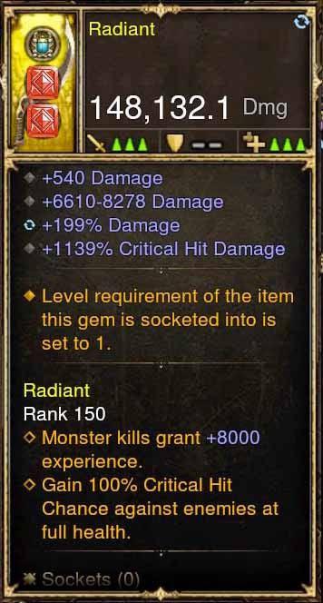 Radiant Modded Weapon Evious Blade +1139% CHD Diablo 3 Mods ROS Seasonal and Non Seasonal Save Mod - Modded Items and Gear - Hacks - Cheats - Trainers for Playstation 4 - Playstation 5 - Nintendo Switch - Xbox One