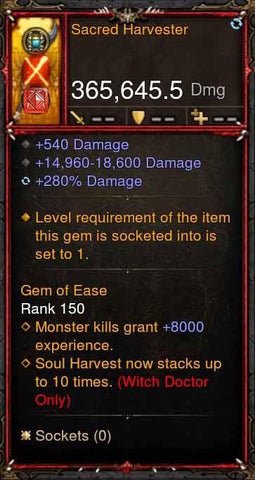 [Primal Ancient] 365k Actual DPS Sacred Harvester-Diablo 3 Mods - Playstation 4, Xbox One, Nintendo Switch