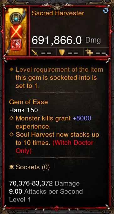 [Primal Ancient] 691k DPS Sacred Harvester - Diablo 3 Mods Store - Seasonal and non-seasonal - Modded Items and Gear for PlayStation 4, PlayStation 5, Nintendo Switch, and Xbox One