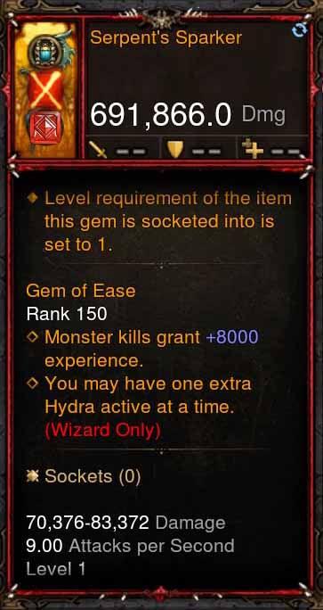 [Primal Ancient] 691k DPS Serpents Sparker - Diablo 3 Mods Store - Seasonal and non-seasonal - Modded Items and Gear for PlayStation 4, PlayStation 5, Nintendo Switch, and Xbox One