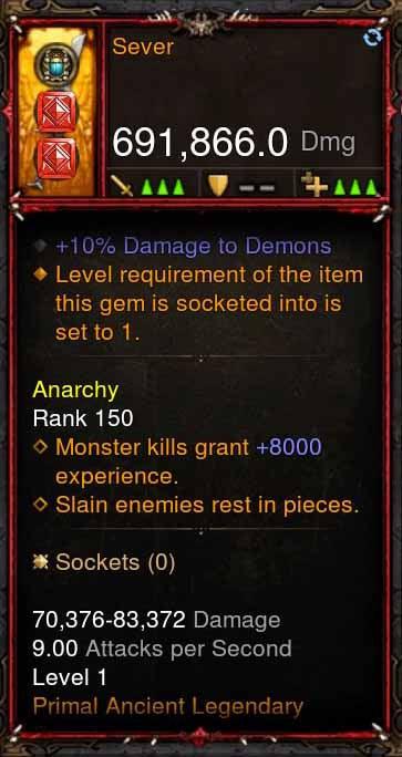 [Primal Ancient] 691k DPS Sever - Diablo 3 Mods Store - Seasonal and non-seasonal - Modded Items and Gear for PlayStation 4, PlayStation 5, Nintendo Switch, and Xbox One