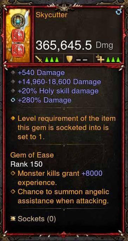 [Primal Ancient] 365k Actual DPS Skycutter-Diablo 3 Mods - Playstation 4, Xbox One, Nintendo Switch