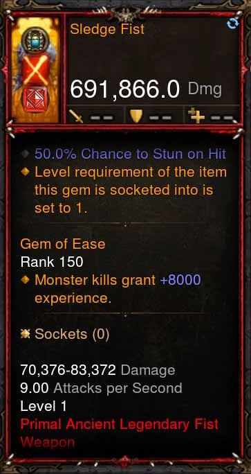 [Primal Ancient] 691k DPS Sledge Fist Diablo 3 Mods ROS Seasonal and Non Seasonal Save Mod - Modded Items and Gear - Hacks - Cheats - Trainers for Playstation 4 - Playstation 5 - Nintendo Switch - Xbox One