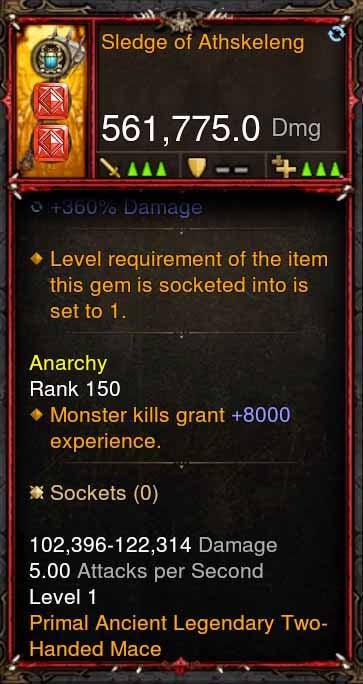 [Primal Ancient] 561k Actual DPS Sledge of Athskeleng - Diablo 3 Mods Store - Seasonal and non-seasonal - Modded Items and Gear for PlayStation 4, PlayStation 5, Nintendo Switch, and Xbox One