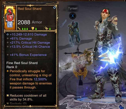 Red Soul Shard Helm 10k damage, 61% damage, 217% Chd, 34% CDR (Rare XMOG) Modded Helm Diablo 3 Mods ROS Seasonal and Non Seasonal Save Mod - Modded Items and Gear - Hacks - Cheats - Trainers for Playstation 4 - Playstation 5 - Nintendo Switch - Xbox One