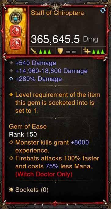 [Primal Ancient] 365k Actual DPS Staff of Chiroptera Diablo 3 Mods ROS Seasonal and Non Seasonal Save Mod - Modded Items and Gear - Hacks - Cheats - Trainers for Playstation 4 - Playstation 5 - Nintendo Switch - Xbox One