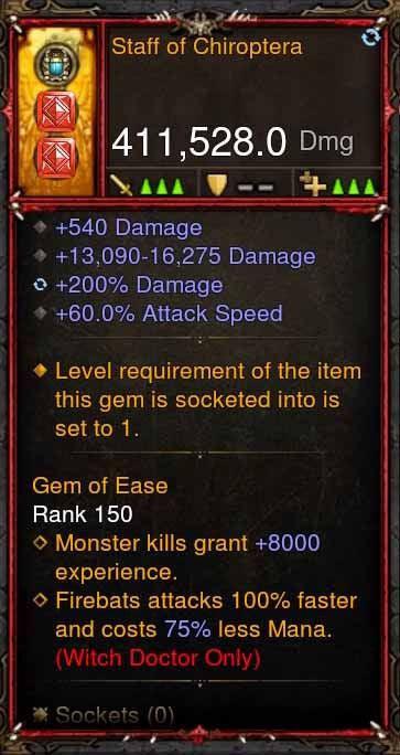 [Primal Ancient] 411k DPS Staff of Chiroptera - Diablo 3 Mods Store - Seasonal and non-seasonal - Modded Items and Gear for PlayStation 4, PlayStation 5, Nintendo Switch, and Xbox One