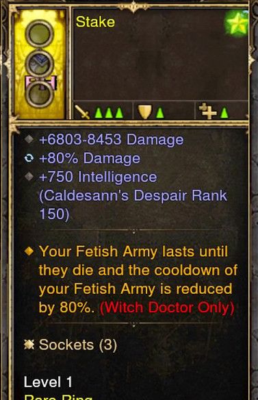 Fetishs Last until they Die Witch Doctor Modded Ring (Unsocketed) Stake Diablo 3 Mods ROS Seasonal and Non Seasonal Save Mod - Modded Items and Gear - Hacks - Cheats - Trainers for Playstation 4 - Playstation 5 - Nintendo Switch - Xbox One