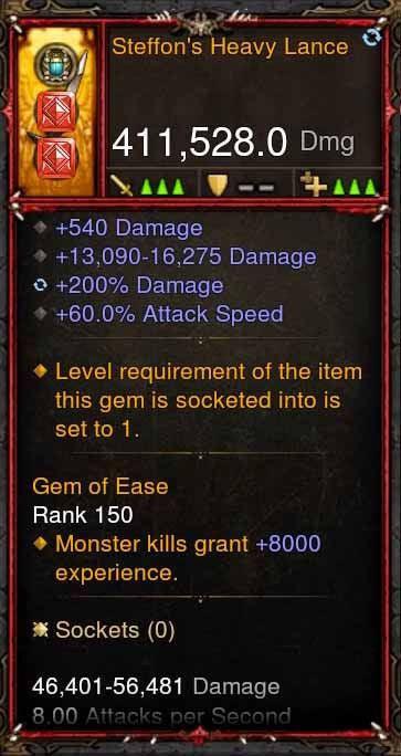 [Primal Ancient] 411k DPS Steffons Heavy Lance - Diablo 3 Mods Store - Seasonal and non-seasonal - Modded Items and Gear for PlayStation 4, PlayStation 5, Nintendo Switch, and Xbox One