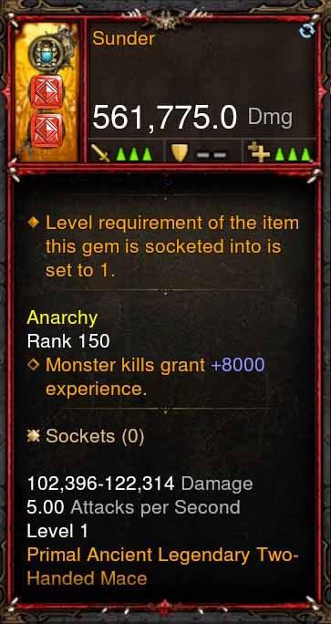 [Primal Ancient] 561k Actual DPS Sunder - Diablo 3 Mods Store - Seasonal and non-seasonal - Modded Items and Gear for PlayStation 4, PlayStation 5, Nintendo Switch, and Xbox One