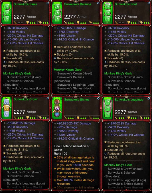 [Primal Ancient] 6x Sunwuko Monk Set Diablo 3 Mods ROS Seasonal and Non Seasonal Save Mod - Modded Items and Gear - Hacks - Cheats - Trainers for Playstation 4 - Playstation 5 - Nintendo Switch - Xbox One