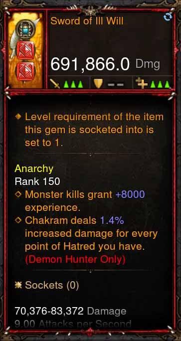 [Primal Ancient] 691k DPS Sword of Ill Will Diablo 3 Mods ROS Seasonal and Non Seasonal Save Mod - Modded Items and Gear - Hacks - Cheats - Trainers for Playstation 4 - Playstation 5 - Nintendo Switch - Xbox One