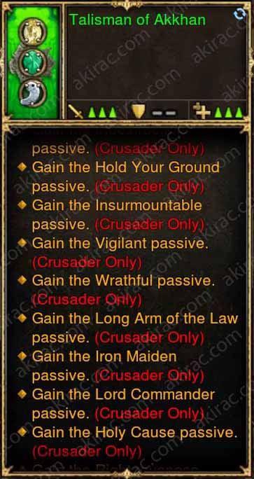 14x Passive Talisman of Akkhan Crusader Amulet-Diablo 3 Mods - Playstation 4, Xbox One, Nintendo Switch