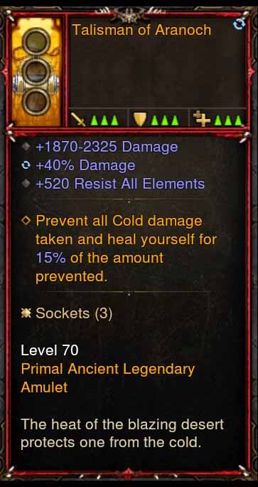 [Primal Ancient] [QUAD DPS] The Talisman of Aranoch Amulet, 40% Damage, 520 Resist All Diablo 3 Mods ROS Seasonal and Non Seasonal Save Mod - Modded Items and Gear - Hacks - Cheats - Trainers for Playstation 4 - Playstation 5 - Nintendo Switch - Xbox One