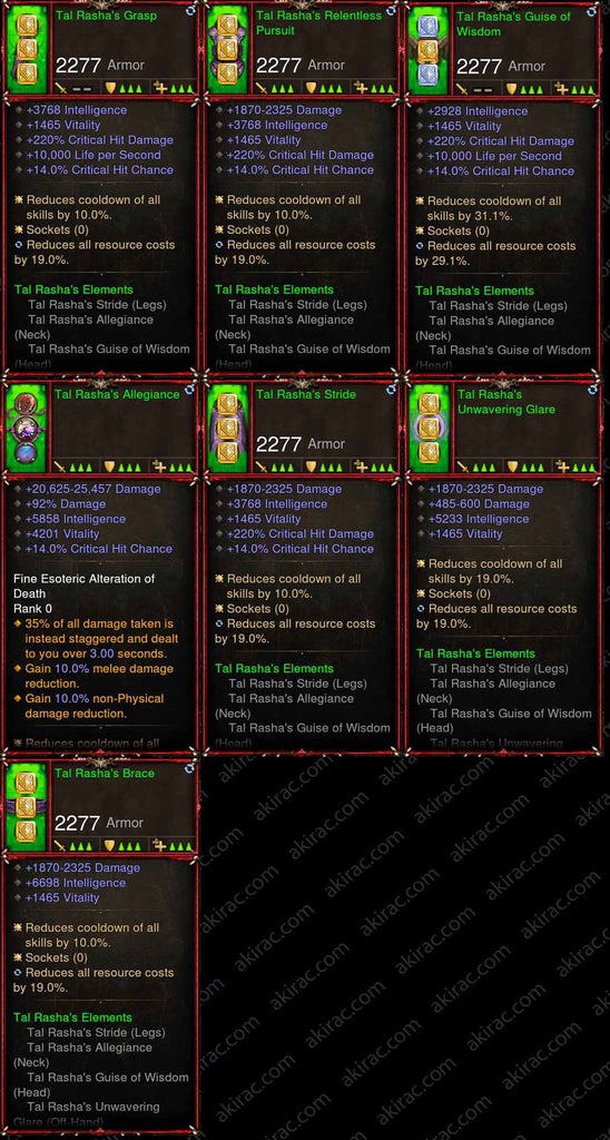 [Primal Ancient] 7x Tal Rasha Wizard Set-Diablo 3 Mods - Playstation 4, Xbox One, Nintendo Switch
