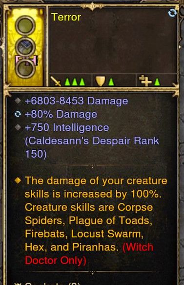 Creature Skills Damage Increased by 100% Witch Doctor Modded Ring (Unsocketed) Terror Diablo 3 Mods ROS Seasonal and Non Seasonal Save Mod - Modded Items and Gear - Hacks - Cheats - Trainers for Playstation 4 - Playstation 5 - Nintendo Switch - Xbox One