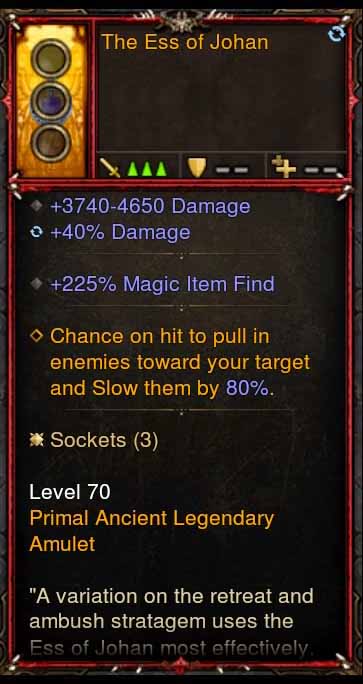 [Primal Ancient] [QUAD DPS] The Ess of Johan 225% Magic Find, 40% Damage Diablo 3 Mods ROS Seasonal and Non Seasonal Save Mod - Modded Items and Gear - Hacks - Cheats - Trainers for Playstation 4 - Playstation 5 - Nintendo Switch - Xbox One