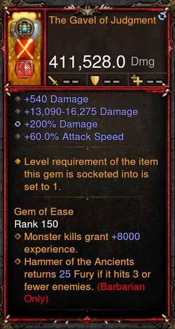 [Primal Ancient] 411k DPS The Gavel of Judgment-Diablo 3 Mods - Playstation 4, Xbox One, Nintendo Switch
