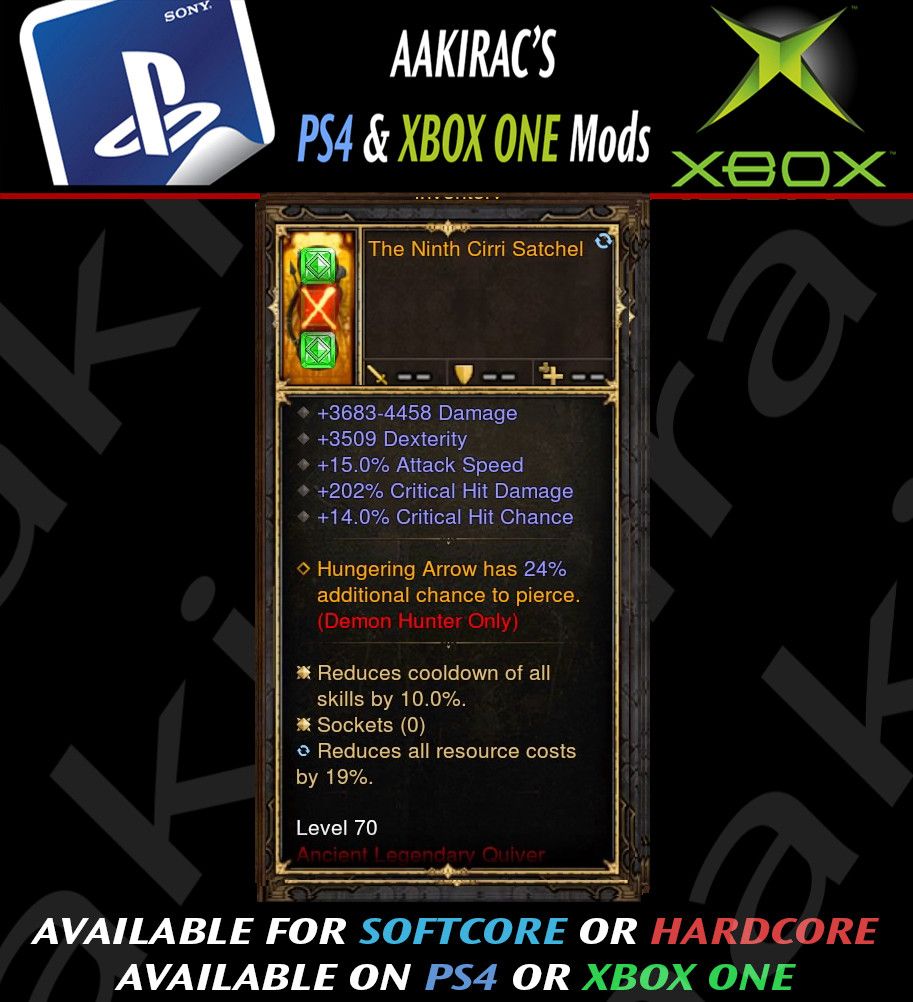 The Ninth Cirri Satchel Demon Hunter Offhand Quiver Modded-Diablo 3 Mods - Playstation 4, Xbox One, Nintendo Switch