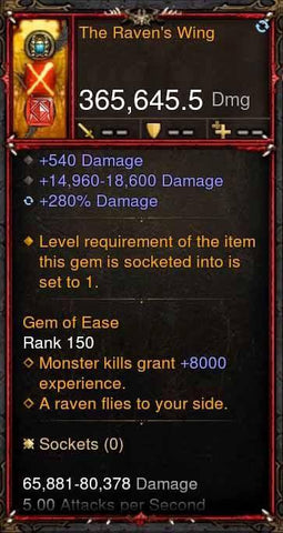 [Primal Ancient] 365k Actual DPS The Ravens Wing-Diablo 3 Mods - Playstation 4, Xbox One, Nintendo Switch