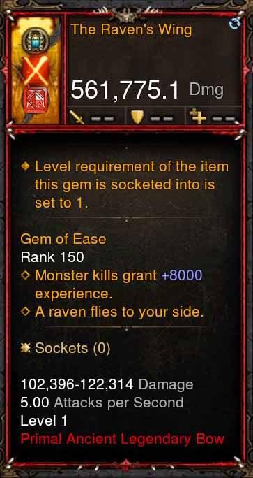 [Primal Ancient] 561k Actual DPS The Ravens Wing - Diablo 3 Mods Store - Seasonal and non-seasonal - Modded Items and Gear for PlayStation 4, PlayStation 5, Nintendo Switch, and Xbox One