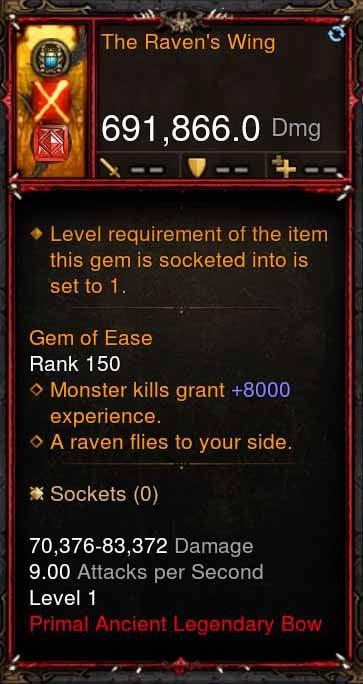 [Primal Ancient] 691k DPS The Ravens Wing - Diablo 3 Mods Store - Seasonal and non-seasonal - Modded Items and Gear for PlayStation 4, PlayStation 5, Nintendo Switch, and Xbox One