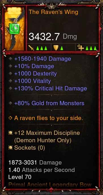 [Primal Ancient] Fake Legit The Raven's Wing Diablo 3 Mods ROS Seasonal and Non Seasonal Save Mod - Modded Items and Gear - Hacks - Cheats - Trainers for Playstation 4 - Playstation 5 - Nintendo Switch - Xbox One