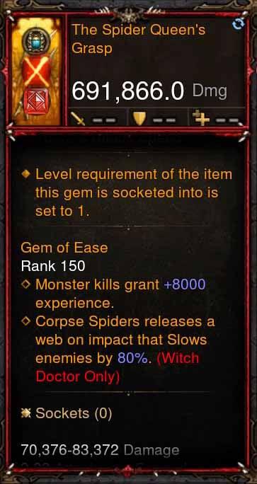 [Primal Ancient] 691k DPS The Spider Queens Grasp - Diablo 3 Mods Store - Seasonal and non-seasonal - Modded Items and Gear for PlayStation 4, PlayStation 5, Nintendo Switch, and Xbox One