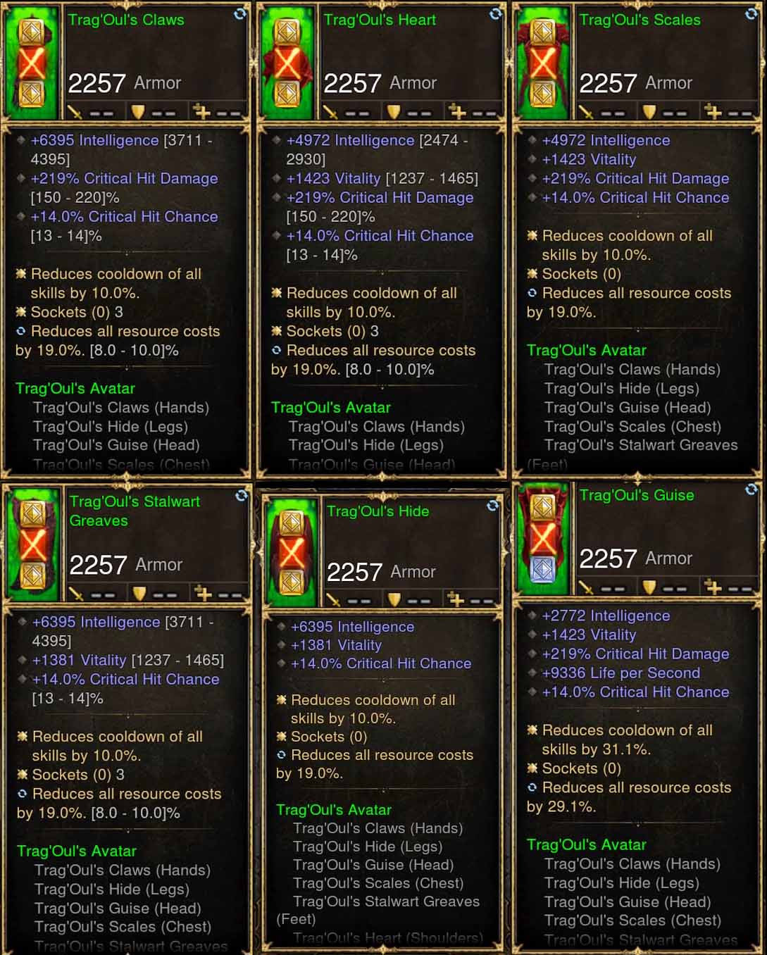 6x Piece TragOuls Necromancer Set Diablo 3 Mods ROS Seasonal and Non Seasonal Save Mod - Modded Items and Gear - Hacks - Cheats - Trainers for Playstation 4 - Playstation 5 - Nintendo Switch - Xbox One