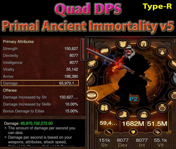 [Primal Ancient] [Quad DPS] Immortality v5 TYPE-R Earth Barbarian Trembler-Diablo 3 Mods - Playstation 4, Xbox One, Nintendo Switch